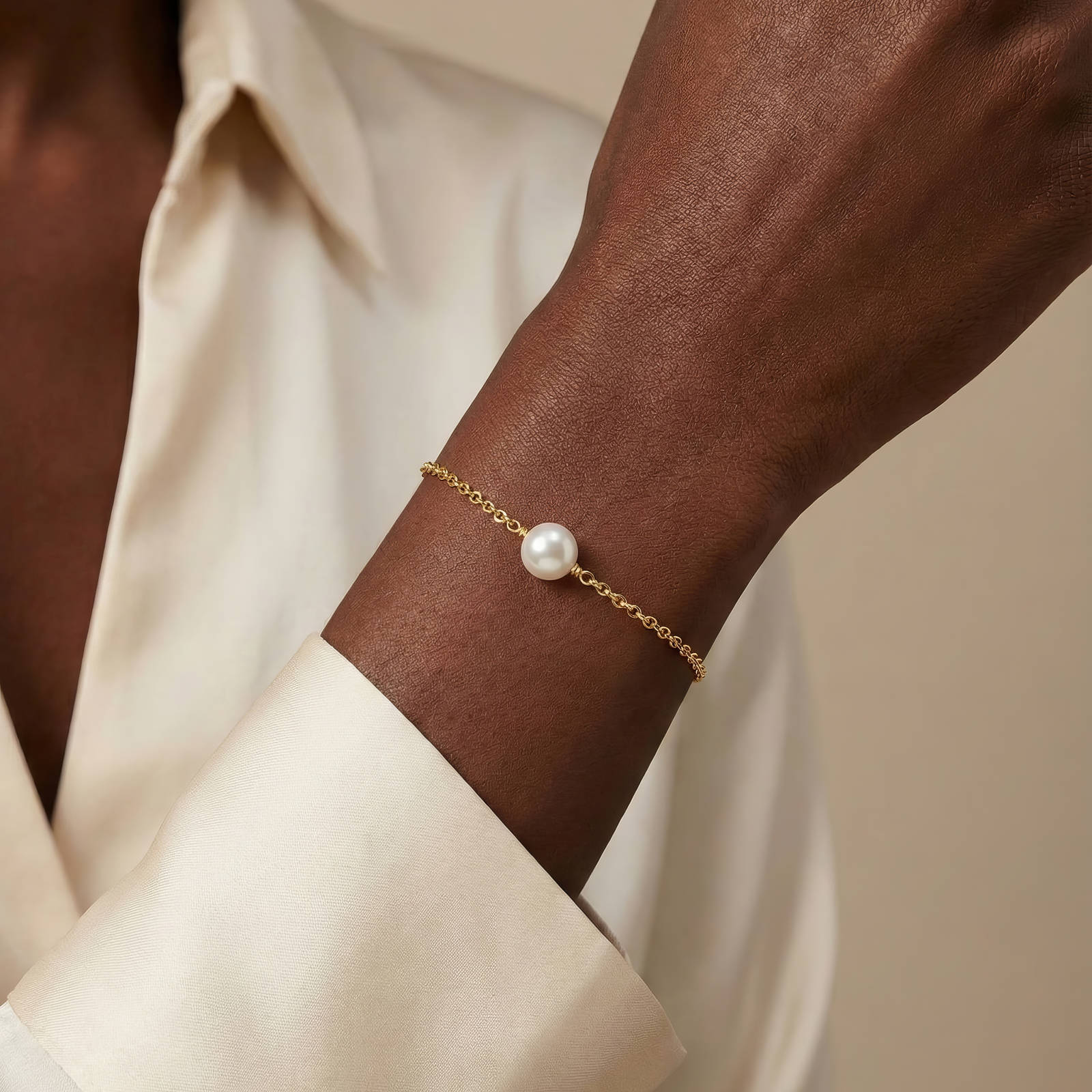 Pearl Bracelet, 18K Gold Plated