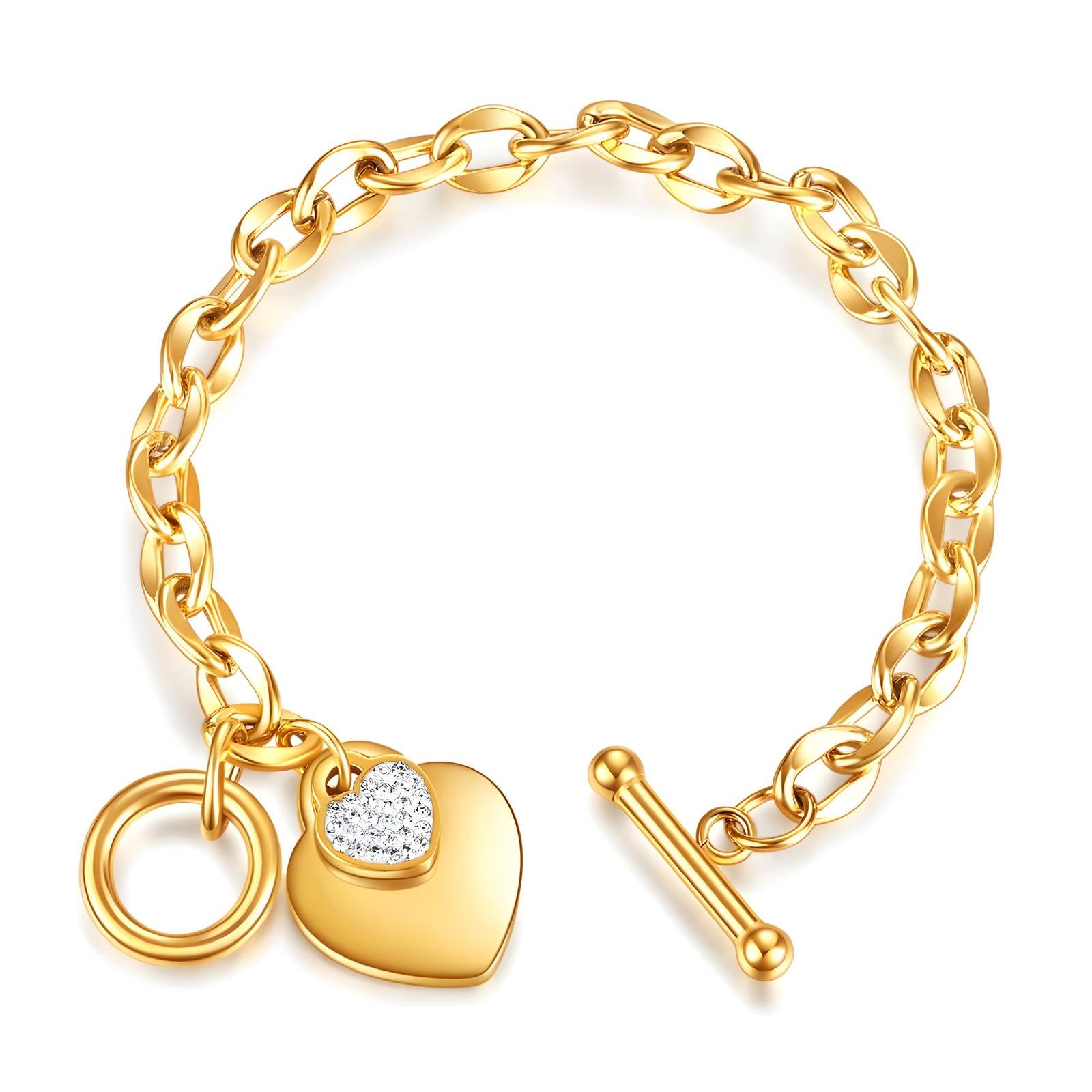 Hearts Bracelet, 18K Gold Plated