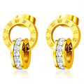 Roman Drop Stud, 18K Gold Plated