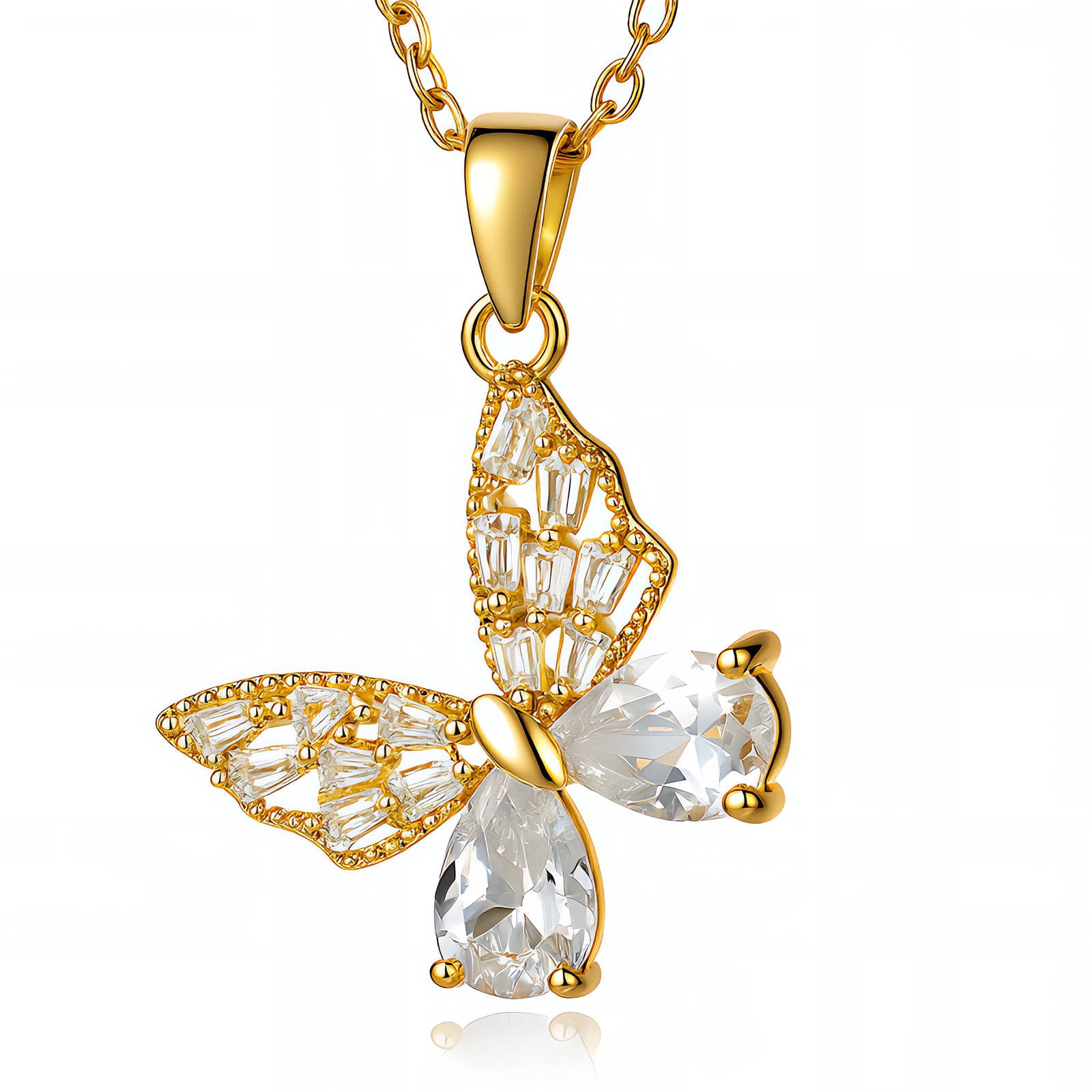 Butterfly Necklace, 18K Gold Plated
