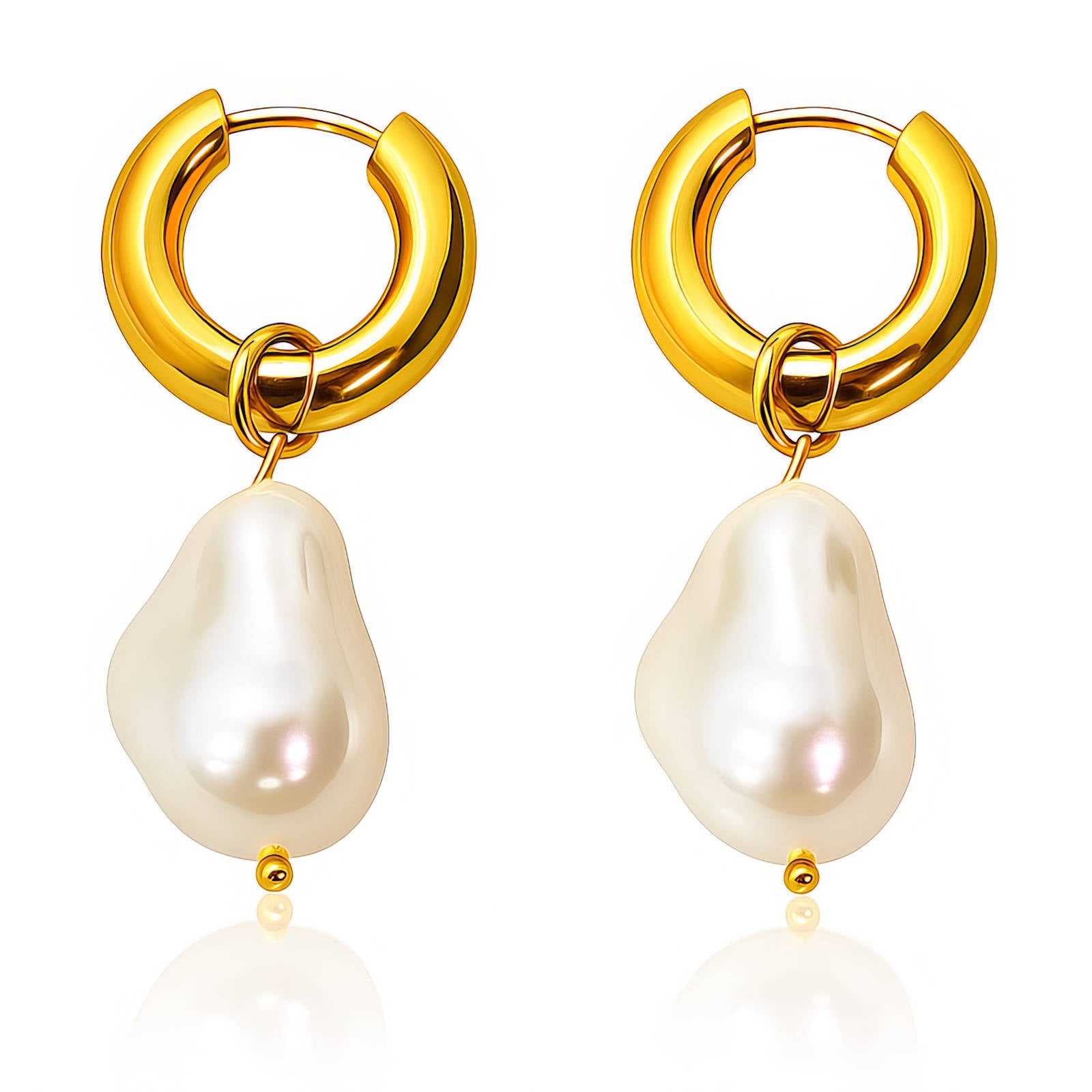 Pearl Hoop, 18K Gold Plated