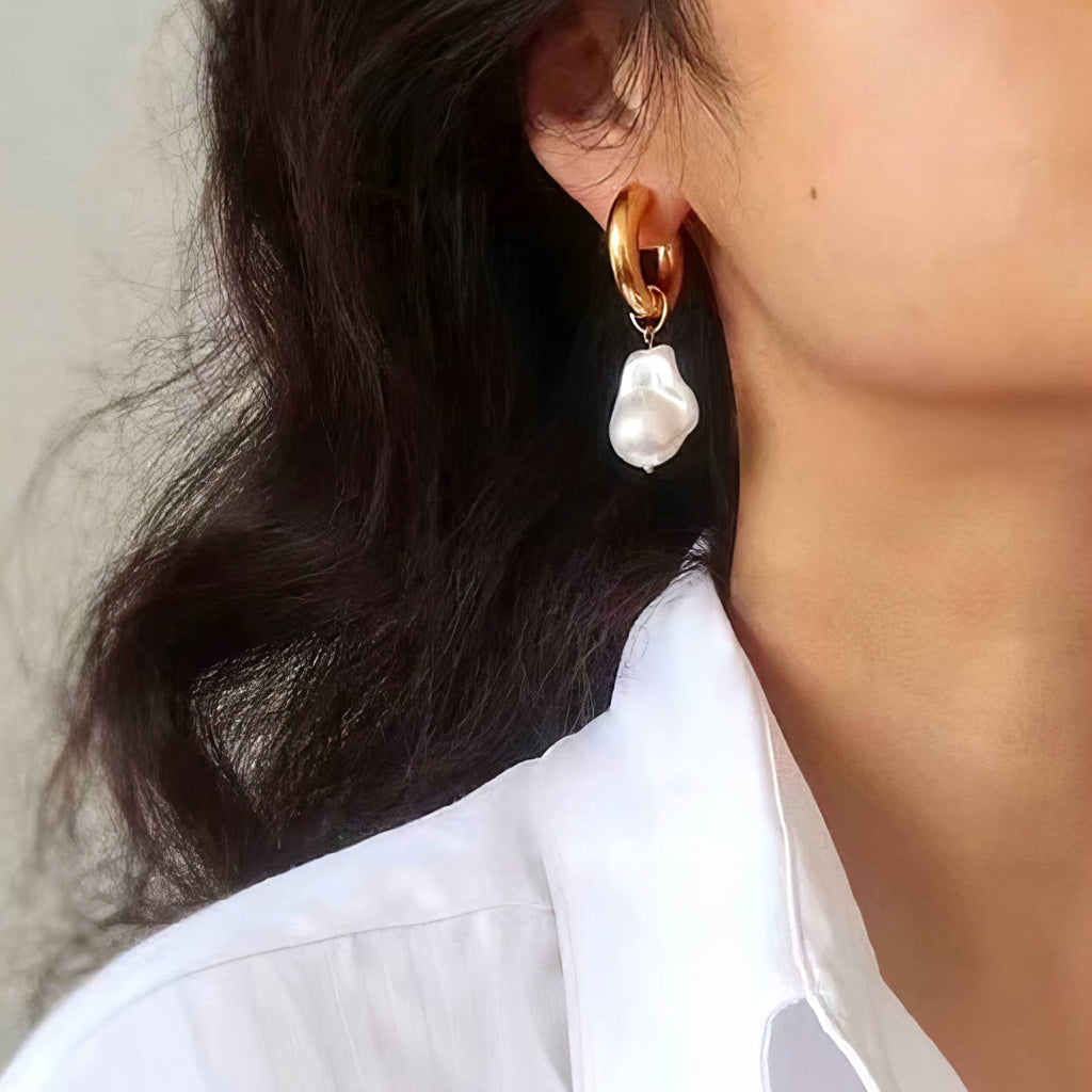 Pearl Hoop, 18K Gold Plated