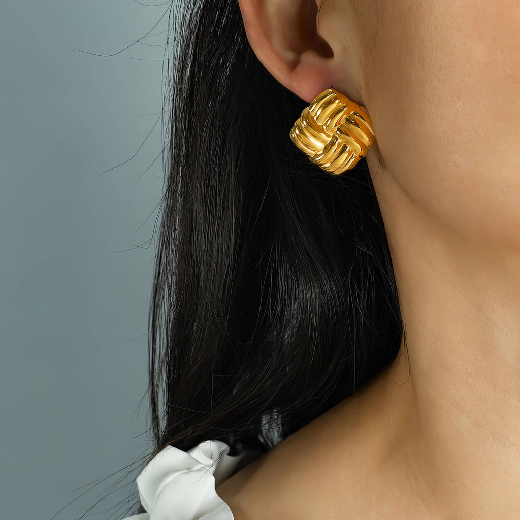 Overlay Cross Stud, 18K Gold Plated