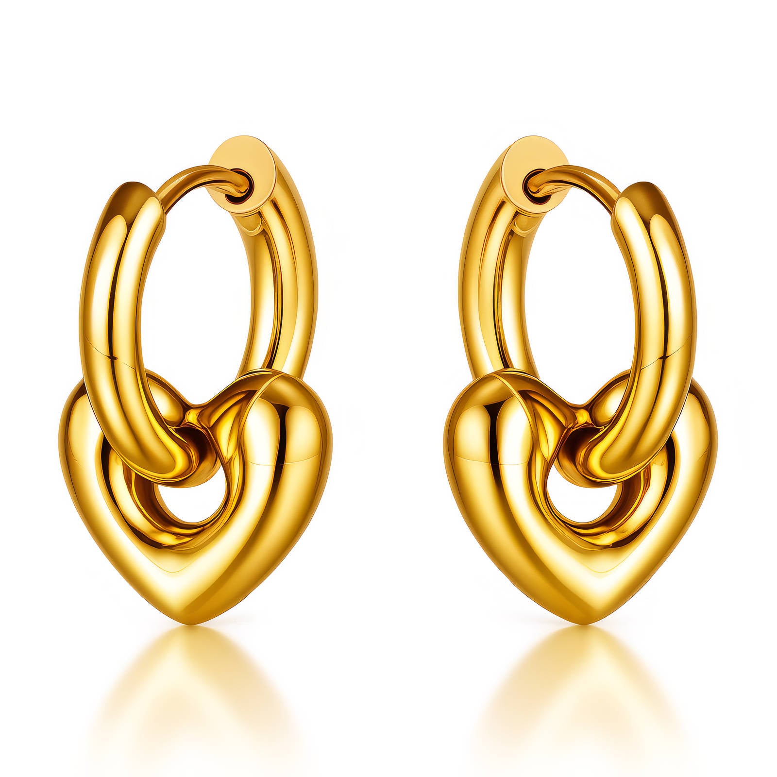 Heart Earring, 18K Gold Plated