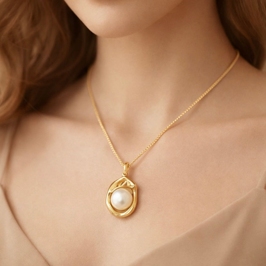 Imperfect Pearl Necklace, 18K Gold Plated