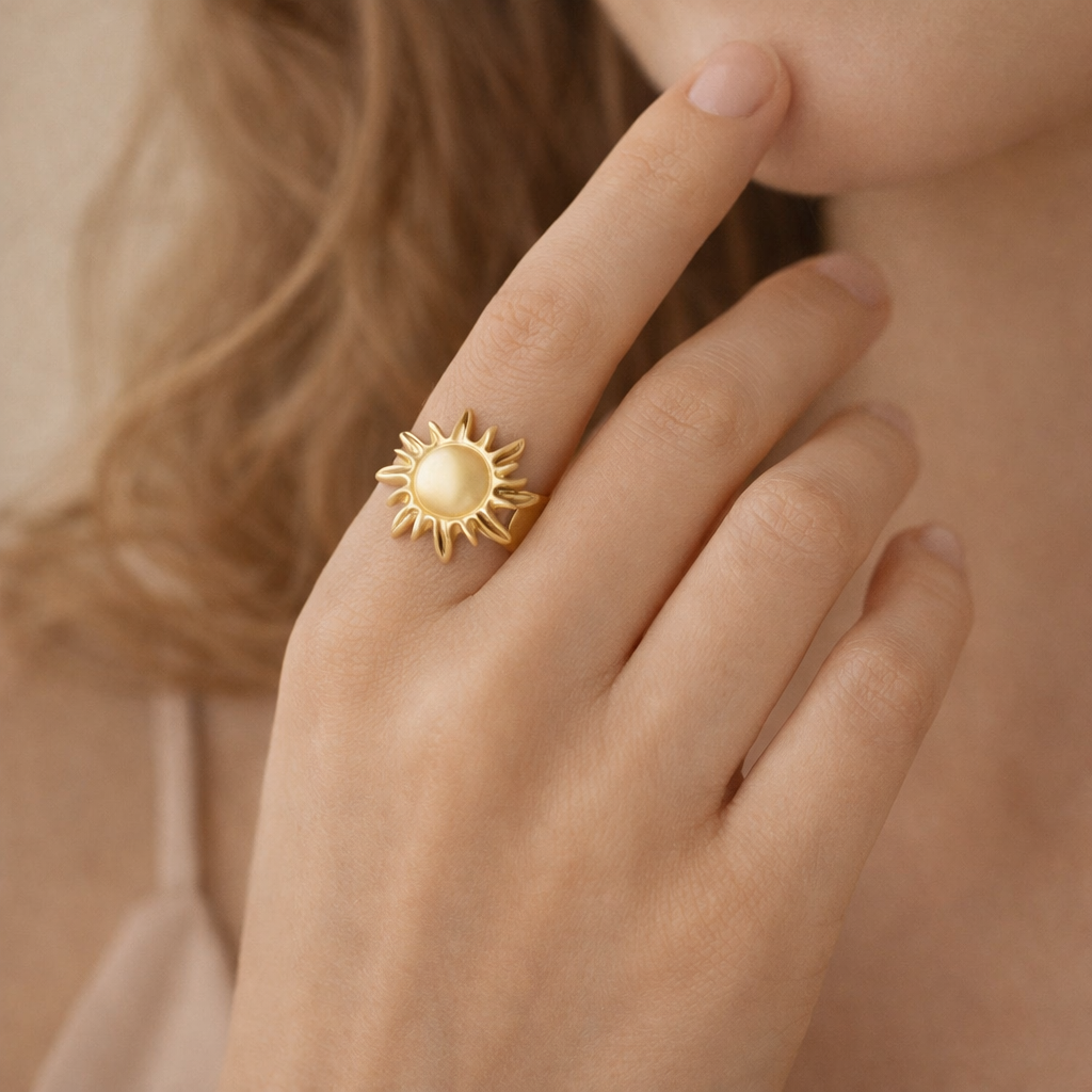 Sun Ring, 18K Gold Plated