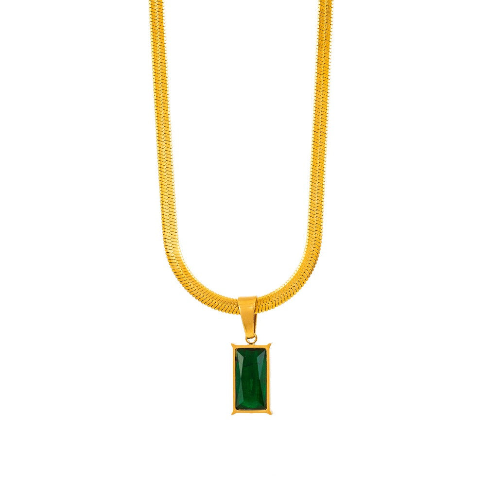 Emerald Glow Necklace, 18K Gold Plated