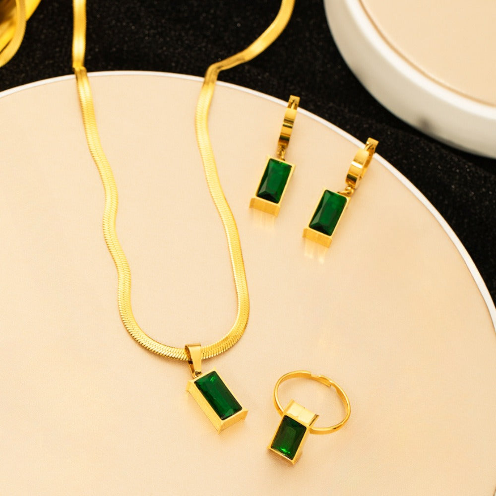 Emerald Whisper Ring, 18K Gold Plated