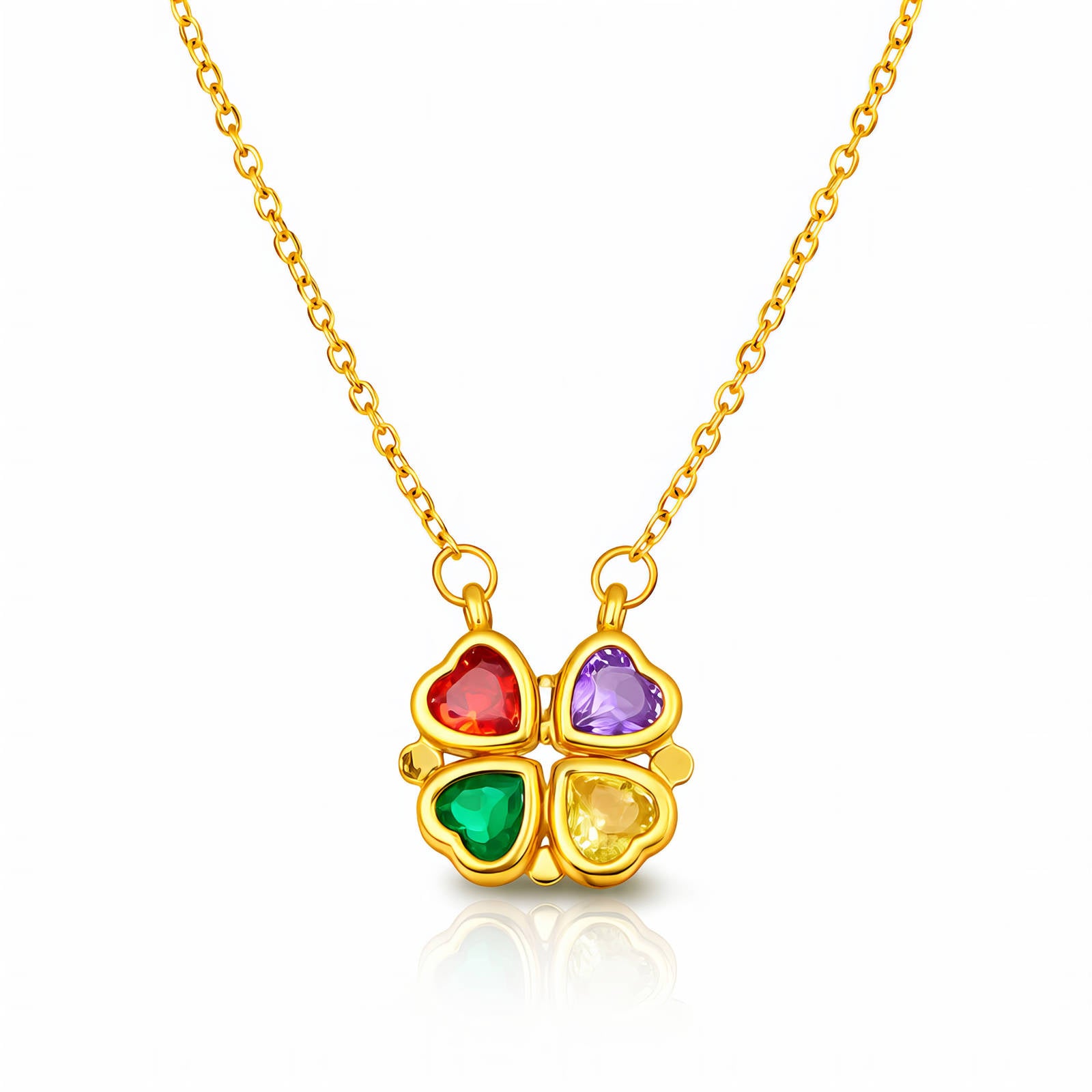 Clover Heart Necklace, 18K Gold Plated