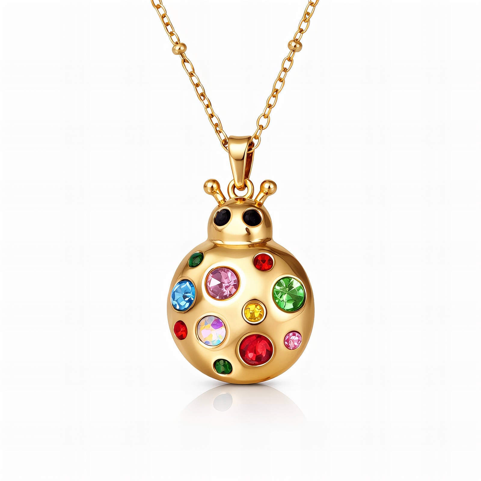 Ladybug Necklace, 18K Gold Plated