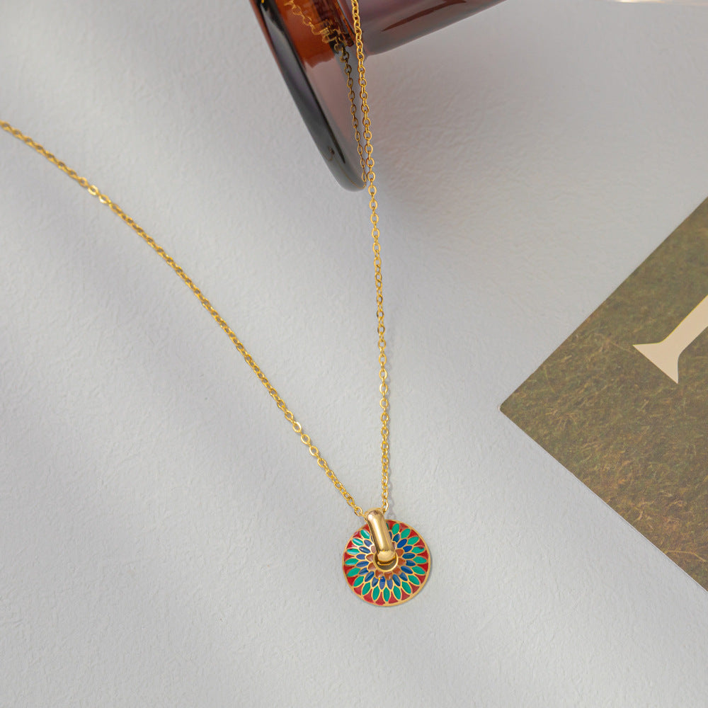 Mandala Vintage Necklace, 18K Gold Plated