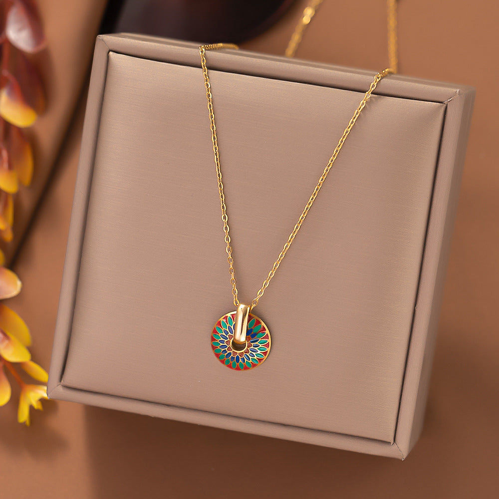 Mandala Vintage Necklace, 18K Gold Plated