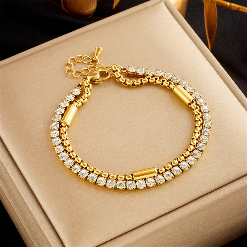 Tennis Bracelet, 18K Gold Plated