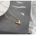 V Necklace, Gold Plated