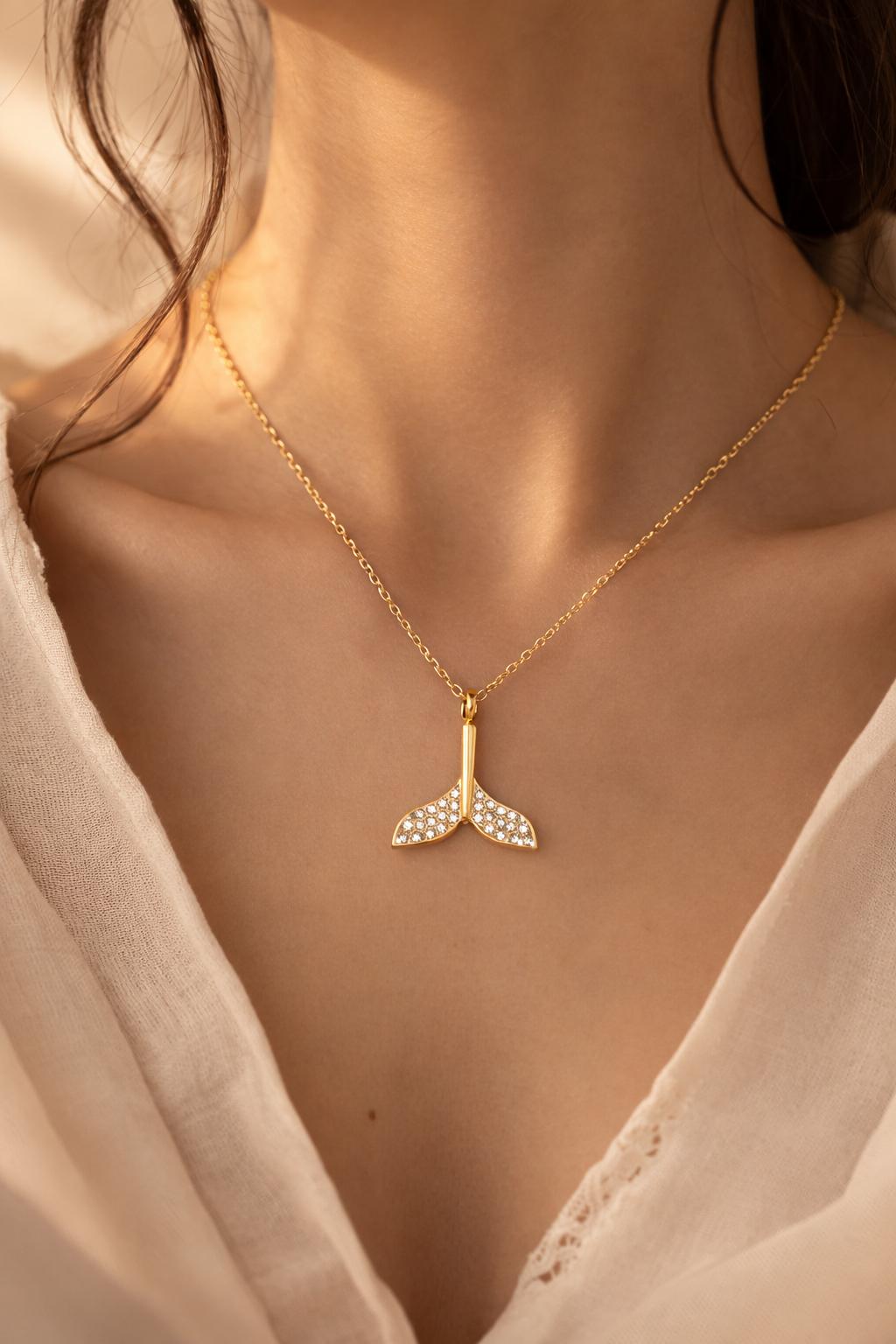 Fin Necklace, 18K Gold Plated